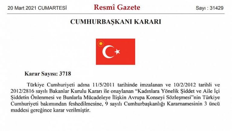 Türkiye, İstanbul Sözleşmesi’nden çekildi