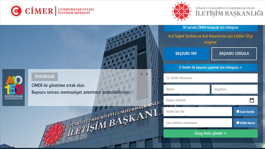 CİMER’e 2021’de 6 milyon 100 bin vatandaş başvurdu