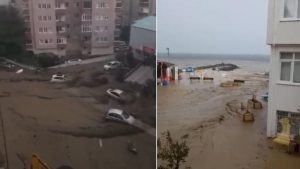 Bursa’yı sağanak vurdu, karayla deniz birleşti