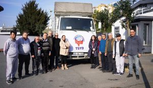 Türkiye Spor Yazarları Derneği’nin (TSYD) yardım TIR’ı deprem bölgesine