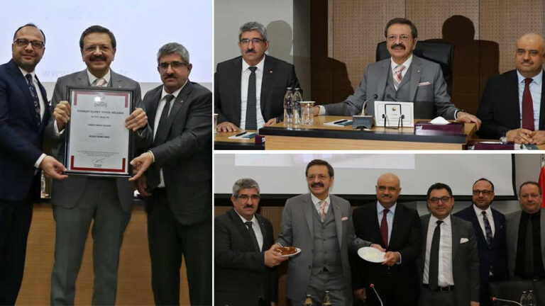 TOBB Başkanı Hisarcıklıoğlu, Başkan Adnan Turan’a “İş dünyası vizyonuyla Kandıramızın marka değeri artırdı”