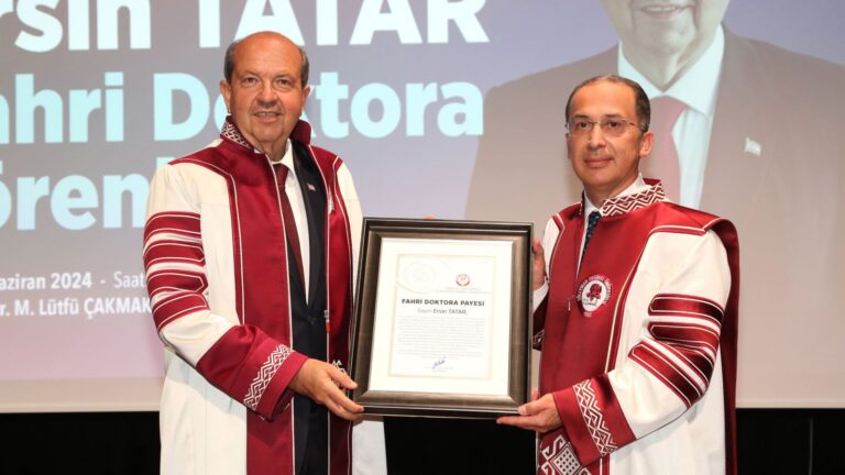 Süleyman Demirel Üniversitesi’nden KKTC Cumhurbaşkanı Ersin Tatar’a Fahri Doktora Payesi
