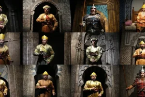 Anadolu Selçuklu Devleti’nin hanedan türbesinden çıkarılan naaş kalıntıların, DNA ve anatomi analizi yapılan silikon heykelleri  Konya’da Dar-ül Mülk Sergi Sarayı’nda sergileniyor