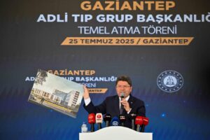 Adalet Bakanı Tunç, Gaziantep’in Şehitkamil ilçesi Adli Tıp Grup Başkanlığı binasının temel atma töreninde konuştu