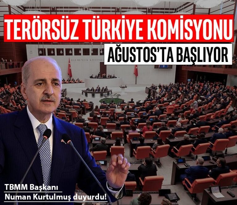 TBMM Başkanı Numan Kurtulmuş, Terörsüz Türkiye Komisyonu ağustos ayında çalışmaya başlayacak