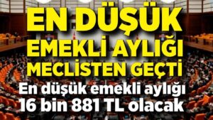 Emekli aylıklarını 16 bin 881 TL’ye çıkaran teklif, TBMM Plan ve Bütçe Komisyonu’nda kabul edildi.